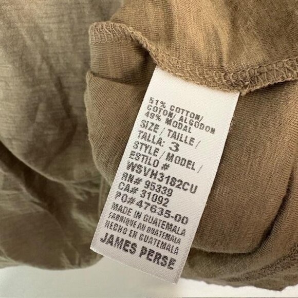 James Perse Shirt Womens Large Brown V Neck Short Sleeve Modal Blend WSVH3182CU - Picture 4 of 7